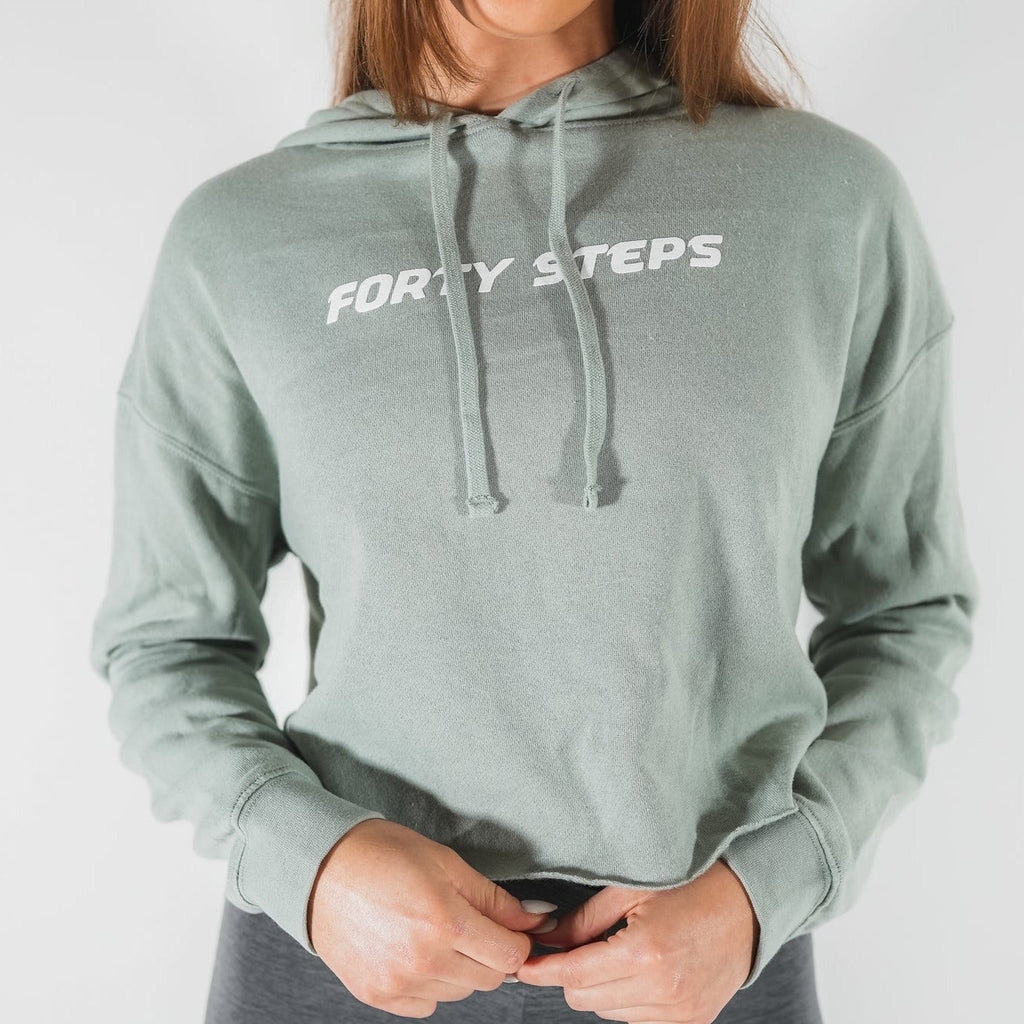Womens Cropped Hoodie - Forty Steps Fitness in green