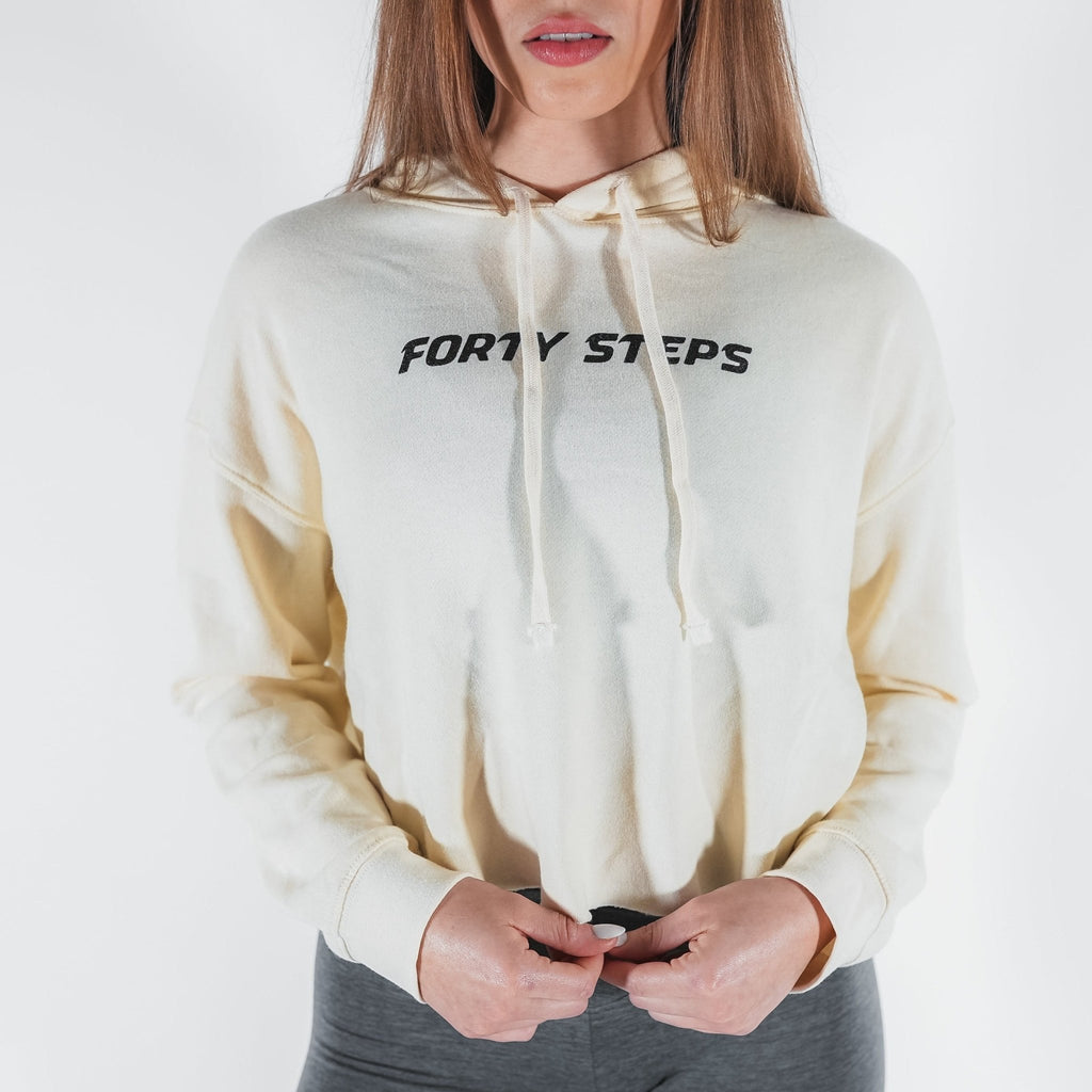 Womens Cropped Hoodie - Forty Steps Fitness in yellow